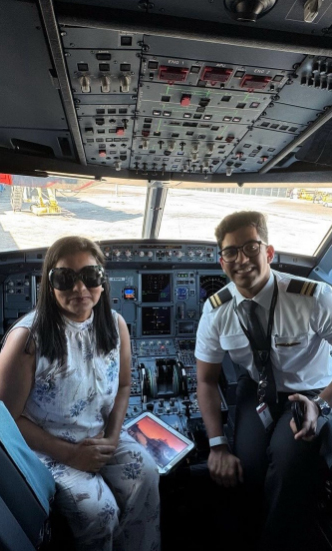 Pilot son announcement for his mother in the flight